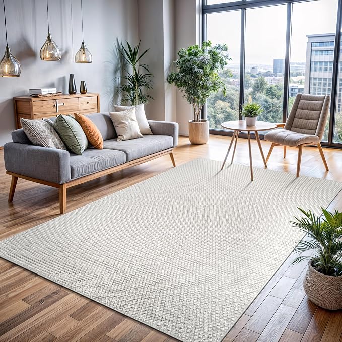 CAMILSON Easy Jute Rug 8x10, Indoor Outdoor Off-White Farmhouse Area Rugs - Image 6