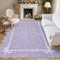 GarveeHome Scalloped Bow Rug for Living Room, Solid Purple Rug for Dorm by GarveeHome