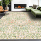 Cream Green Washable 8x10 Area Rugs by HazoHaus