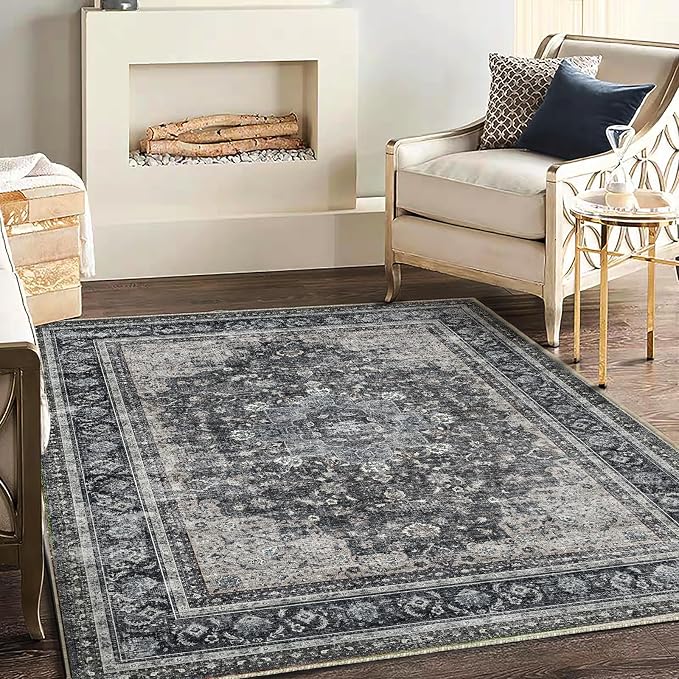 CHAMPLANT Area Rug 5'x7' Washable Rug Traditional Floor Cover Thin Retro by CHAMPLANT