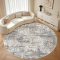 8ft Round Rug Living Room Rugs: 8x8 Washable Circle Large Abstract Modern Soft by LOONGRUG