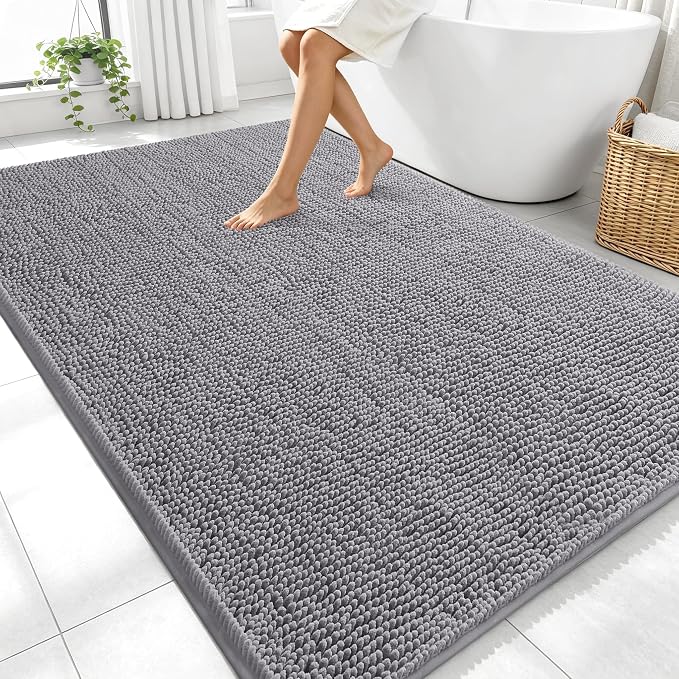 OLANLY Large Bathroom Rugs 70x46, Extra Soft Absorbent Chenille Bath Rugs by OLANLY
