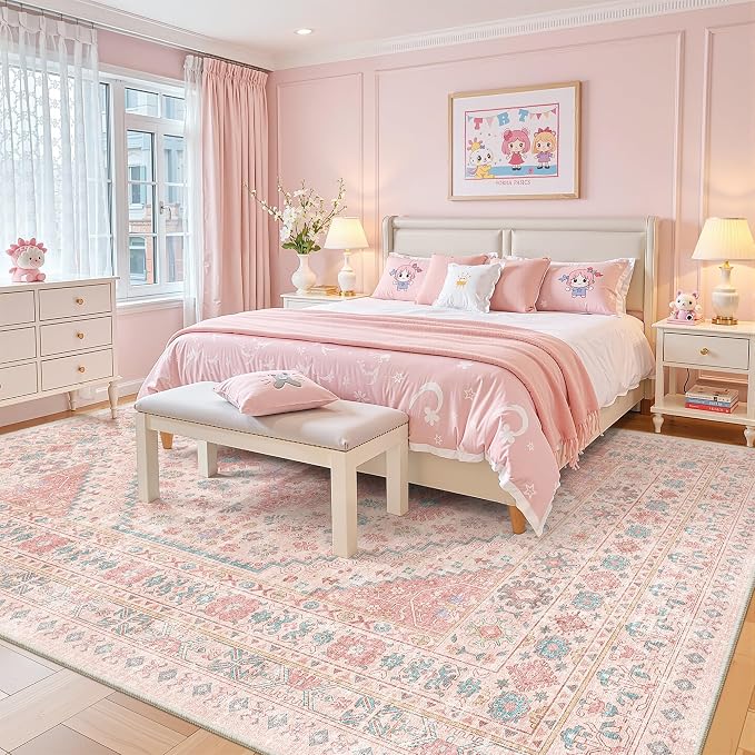 zesthome 8x10 Area Rugs for Girls Bedroom, Non-Slip Backing Washable Rugs - Image 9