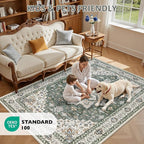 5x7 Area Rugs Living Room Rug: Washable Vintage Boho Medallion Rug No Slip - Image 9