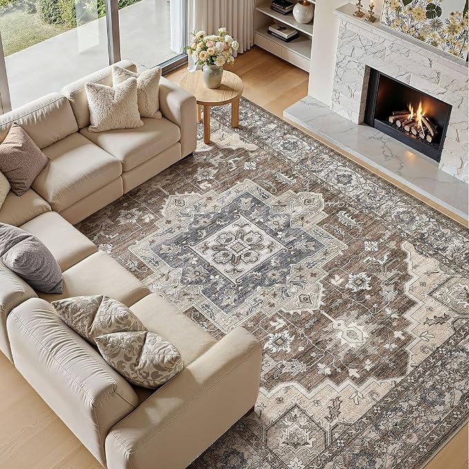 10x12 Area Rugs Living Room: Washable Vintage Rug Large Non-Slip Stain - Image 6