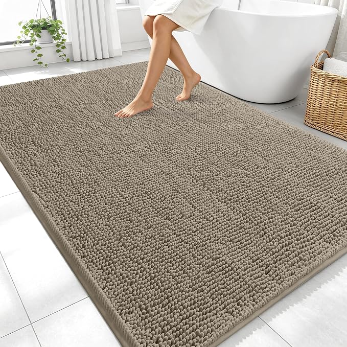 OLANLY Large Bathroom Rugs 70x46, Extra Soft Absorbent Chenille Bath Rugs by OLANLY