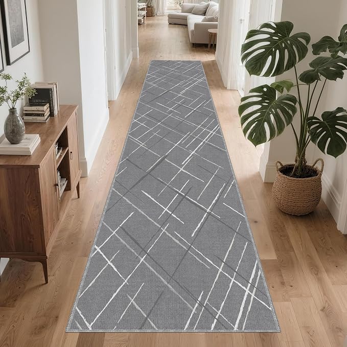 Gray Runner Rug Ultra Non-Slip 2x10 Long Hallway Rugs Washable Modern Tear and by TTelephant
