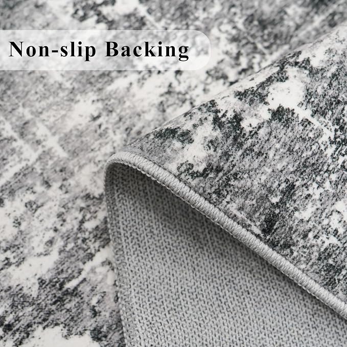 Abstract 14ft Long Runner Rug: Non-Slip Washable Rug Runner Low-Pile Soft - Image 3