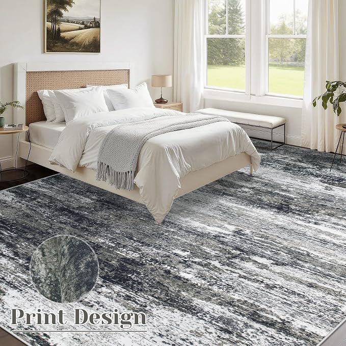 Washable Rug 9x12 Area Rugs for Living Room: Large Neutral Soft Rug Abstract - Image 3