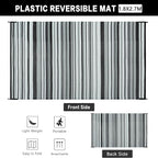 Outdoor Plastic Straw Rug Waterproof Patio 6x9 Black White Stripe Mat - Image 2
