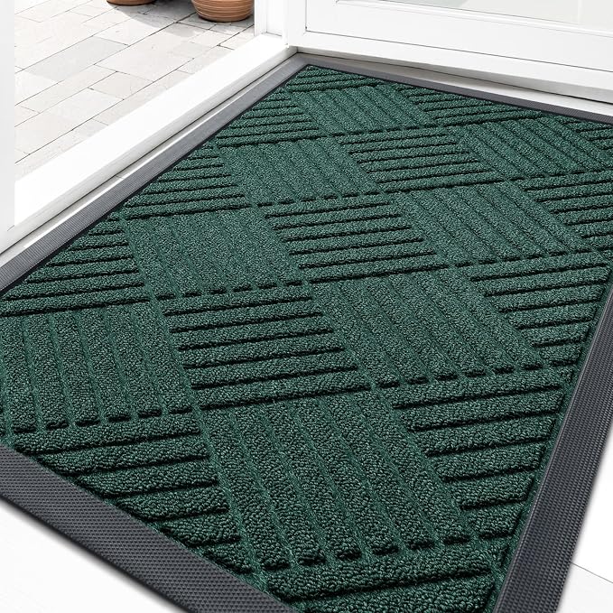 OLANLY Front Door Mat Outside Entrance 33x21, Heavy Duty Sturdy Natural Rubber by OLANLY
