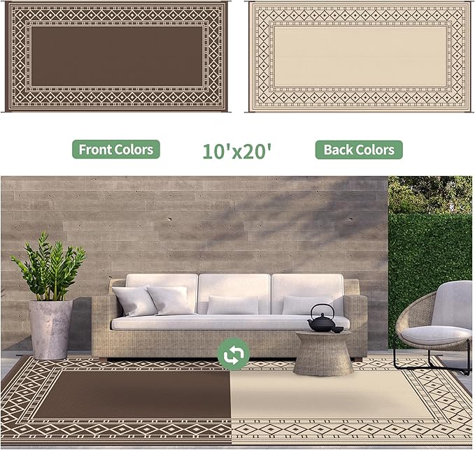 GENIMO Outdoor Rug Waterproof for Patio Decor, Outside Area Mat for Rv - Image 4
