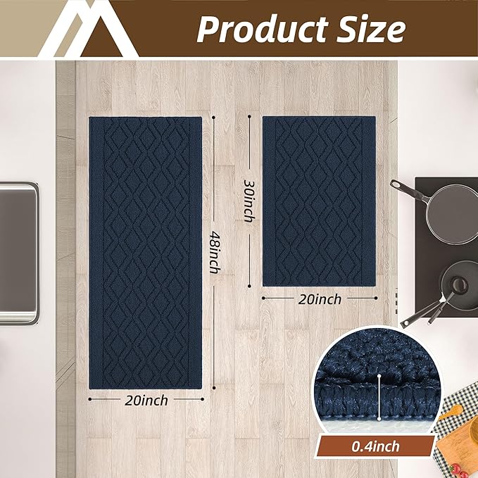 COSY HOMEER 48x20Inch/30X20Inch Kitchen Rugs Sets Non-Slip Washable Kitchen Mats - Image 7