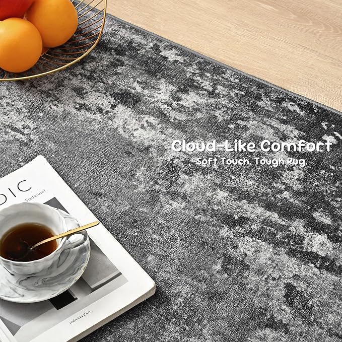 3x8 Black Rug Runners for Hallways Kitchen Runner Rug Non Slip Washable Black - Image 6