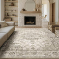 8x10 Washable Neutral Area Rug Taupe Vintage Living Room Bedroom Carpet by WondRg