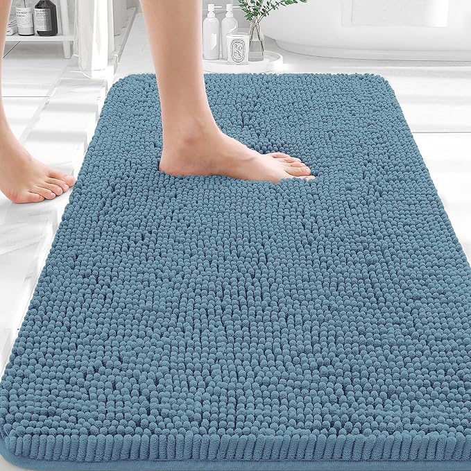 OLANLY Bathroom Rugs 35x24, Extra Soft Absorbent Chenille Bath Rugs, Rubber by OLANLY