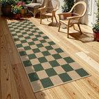 Lahome Colette Checkered Outdoor Runner Rug, 2x8 Green Kitchen Runner Rugs - Image 6