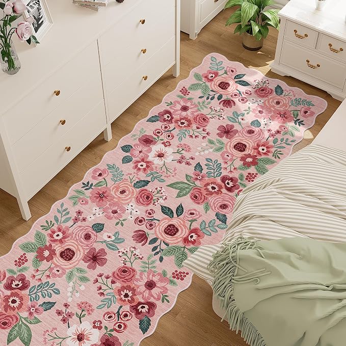 DUKINO 2.6x10 Runner Rug for Hallway, Lightweight Washable Floral Kitchen Rug - Image 7