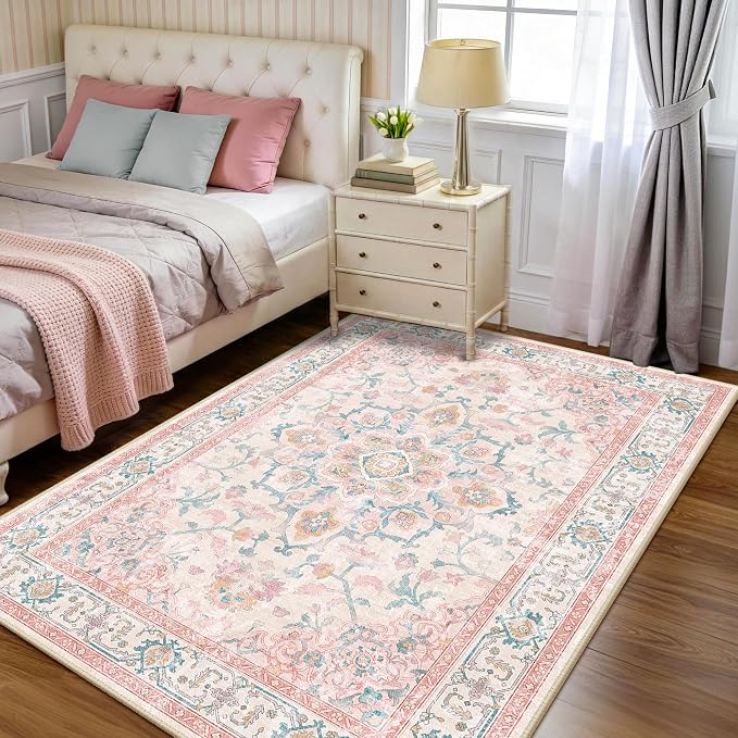 CAPALOCA Machine Washable Rugs Nursery Rug 3x5 Cute Girl Non Slip Low Pile - Image 2