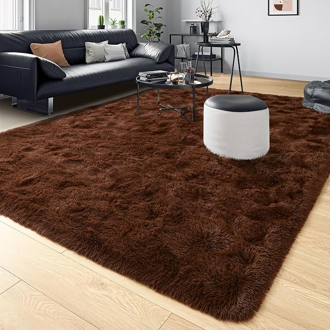 Tepook 5x8 Brown Area Rugs for Living Room Bedroom, Soft Fluffy Plush Shaggy - Image 8