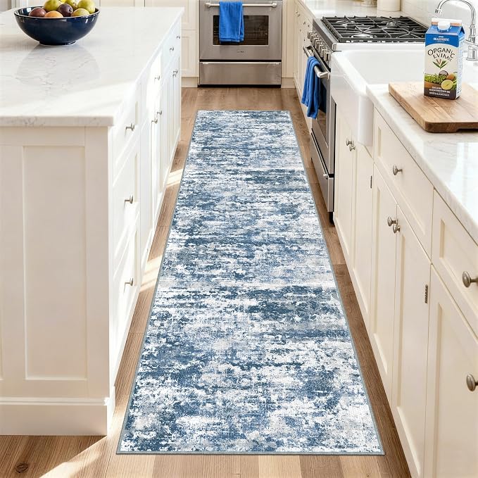 Runners for Hallways Ultra Non-Slip 2x8 Washable Kitchen Rug Abstract Tear and - Image 2