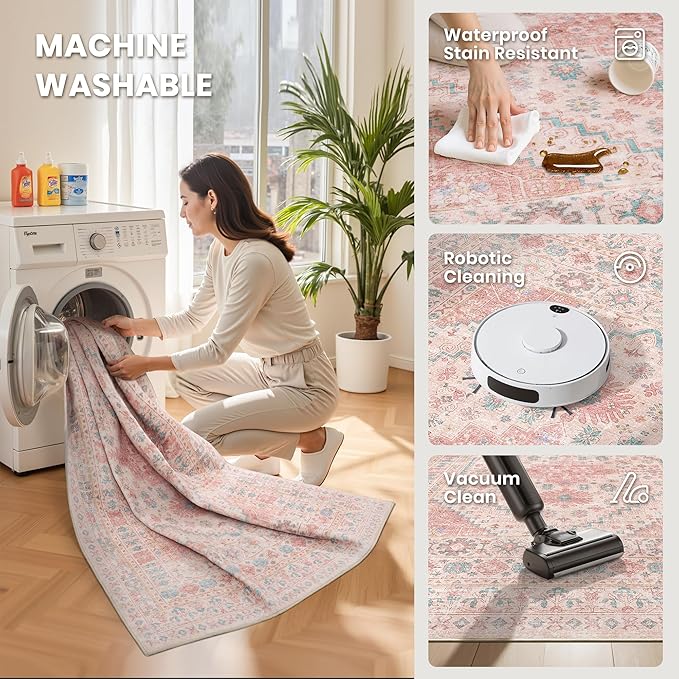zesthome 10x12 Area Rugs for Girls Bedroom, Low Pile Machine Washable Rugs - Image 5