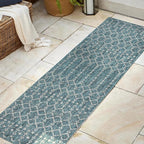JONATHAN Y Moroccan Geometric Indoor Outdoor Runner Rug 2X8 Teal/Gray, Ourika - Image 3