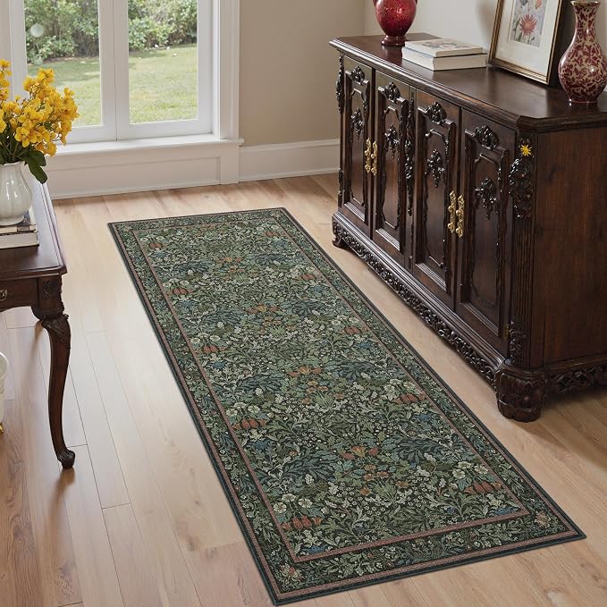 GENIMO Floral Washable Runner Rug 2’6”x6’, Non-Slip Long Hallway Carpet - Image 3