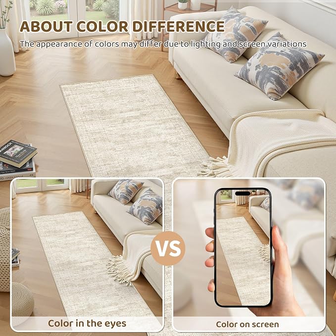 UERMEI 2x6 Washable Runner Rug for Hallway, Non Slip Low Pile Kitchen Carpet - Image 5