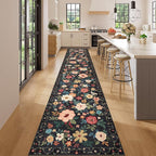DUKINO 2.6x14 Kitchen Runner Rug, Lightweight Floral Washable Rug - Image 3