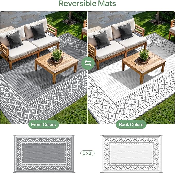 GENIMO Outdoor Rug Waterproof for Patio Decor, Camping Outside Mat for Outdoor - Image 4