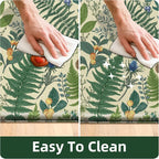 Beige Green Botanical Kitchen Rugs Set of 2 Plant Leaf Anti-Fatigue Kitchen Mat - Image 6