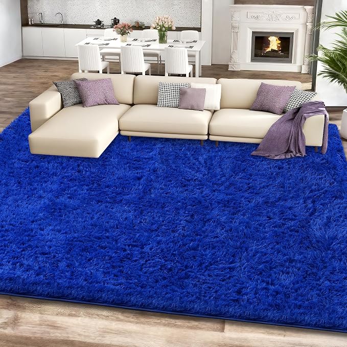 9x12 Blue Area Rugs for Living Room, Large Fluffy Shag Rug for Bedroom Boys - Image 2