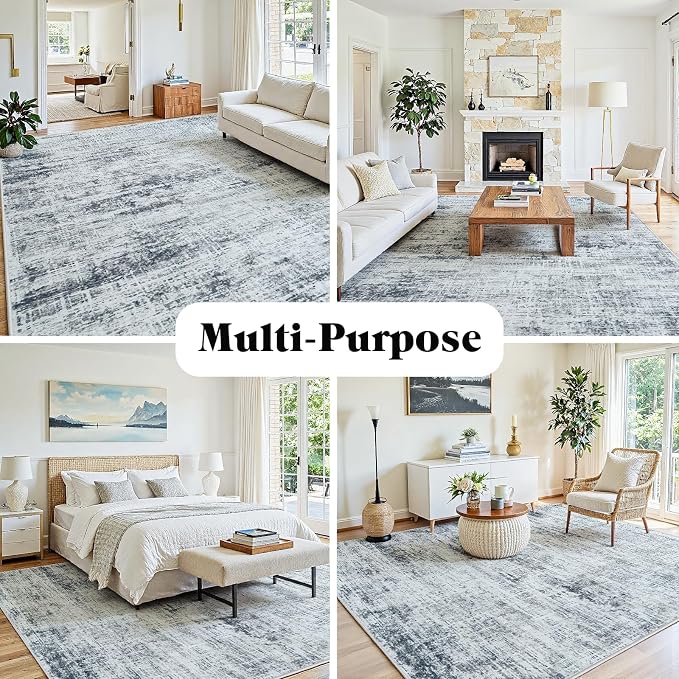 10x12 Area Rugs Washable Rug: Anti-Skid Abstract Modern Living Room Rug Soft - Image 3