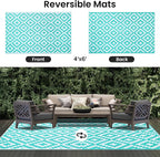 Smiry Waterproof Outdoor Rug 4x6 ft, Reversible Plastic Straw Patio Camping Rugs - Image 3