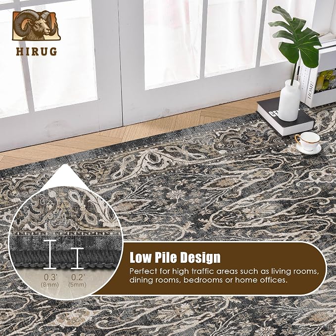 Washable Area Rug 6' x 9' Vintage Traditional Persian Mat - Image 5