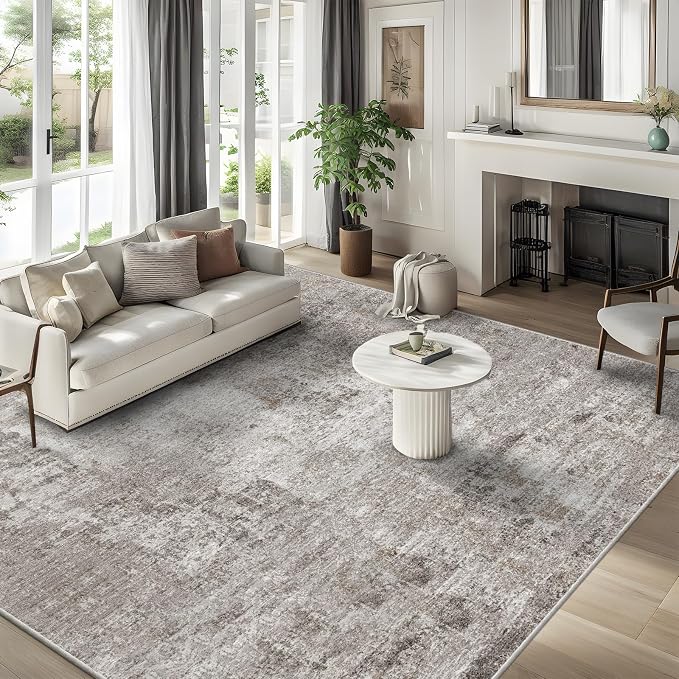 10x10 ft Square Living Room Rug – Washable Modern Abstract Area Rug by ZHXXUJ
