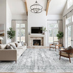 Soalmost 12x15 Washable Area Rug Gray Neutral Abstract Living Room Large Carpet - Image 4