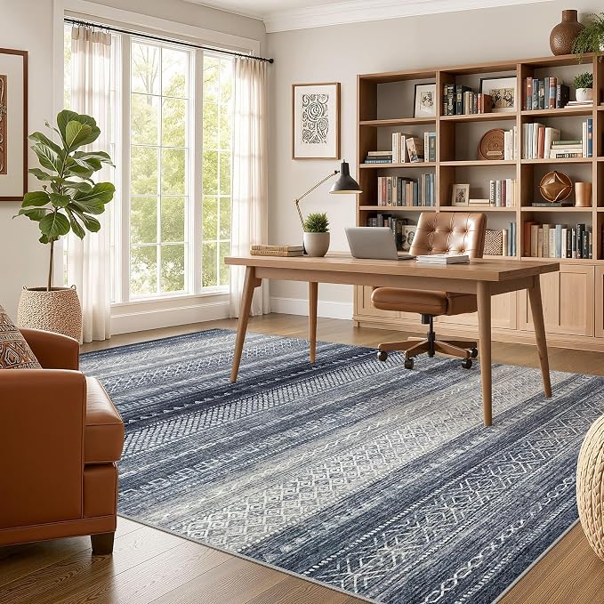 6x8 Area Rugs Living Room: Washable Boho Large Neutral Soft Rug Modern Stain - Image 5