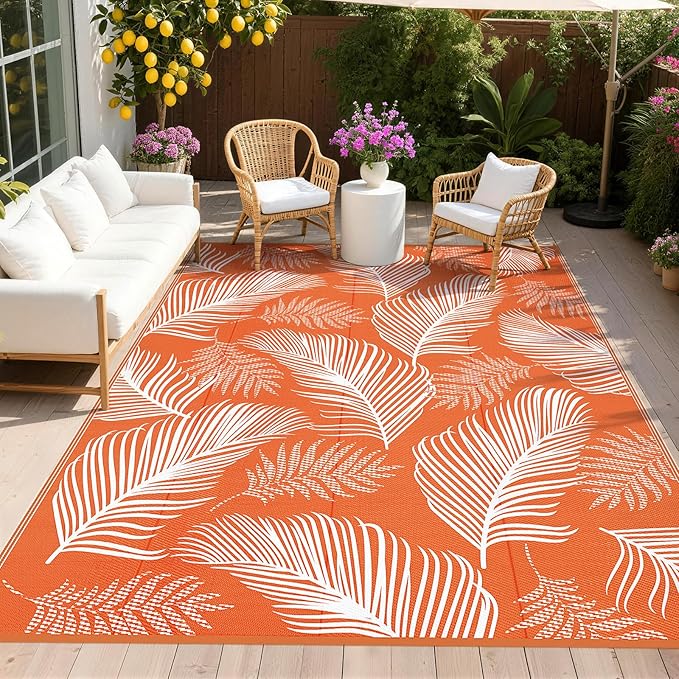 Pauwer Waterproof Outdoor Rug 9x12, Reversible Plastic Straw Patio Camping Rug by Pauwer