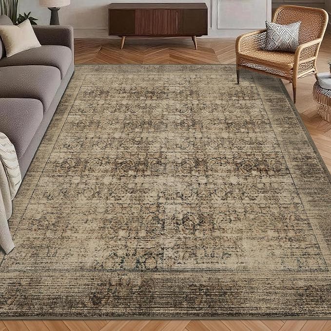 Washable Area Rug 9' x 12' Vintage Traditional Persian Mat by Unknown