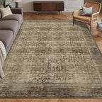 Washable Area Rug 3' x 5 ' Vintage Traditional Persian Mat by Unknown