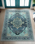 RELEANY Area Rugs 3'x4' Washable Non-Slip, Floral Vintage Distress Medallion by RELEANY