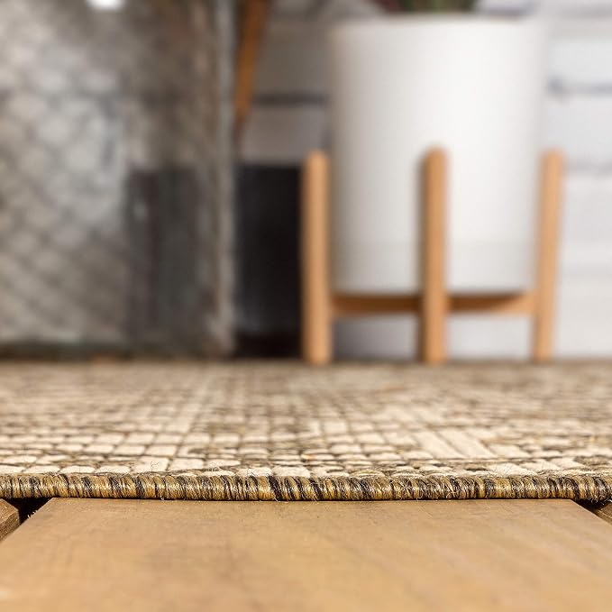 JONATHAN Y Vintage Filigree Indoor Outdoor Square Area Rug 8X8 Beige/Brown - Image 6