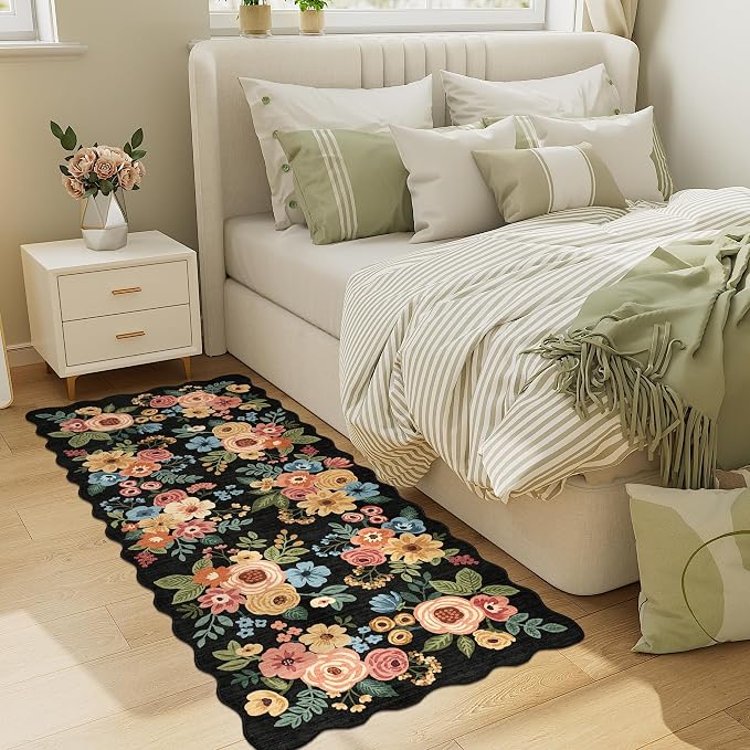 DUKINO 2x5 Washable Runner Rugs, Non Slip Floral Print Entryway Rug - Image 6