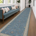 Hazo Haus Blue Boho 3x20 Extra Long Hallway Runner Rug by HazoHaus