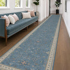 Hazo Haus Blue Boho 3x20 Extra Long Hallway Runner Rug by HazoHaus