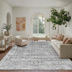 Latte&Fog Grey Area Rugs 8x10 for Bedroom, Washeble Vintage Rugs for Living Room by LatteFog