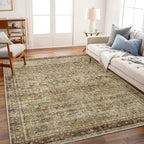 CHAMPLANT Area Rug 8x10 Washable Rug Brown Vintage Traditional Mat Distressed - Image 2