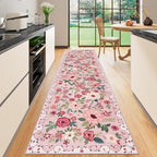 DUKINO Runner Rug for Hallway, 2.6x10 Washable Floral Long Kitchen Rug by DUKINO